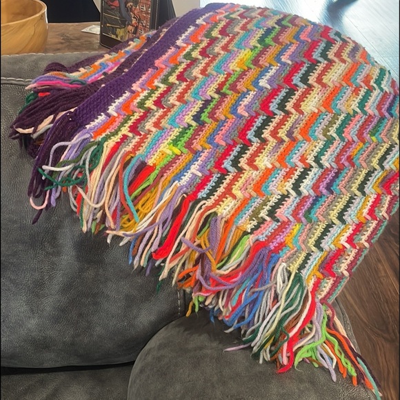 Vintage Other - Vintage Beautiful knitted blanket throw lap blanket Afghan 63” x 36”  Boho Chic